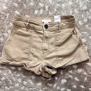 H&M High Waist Tan Rolled Hem Shorts